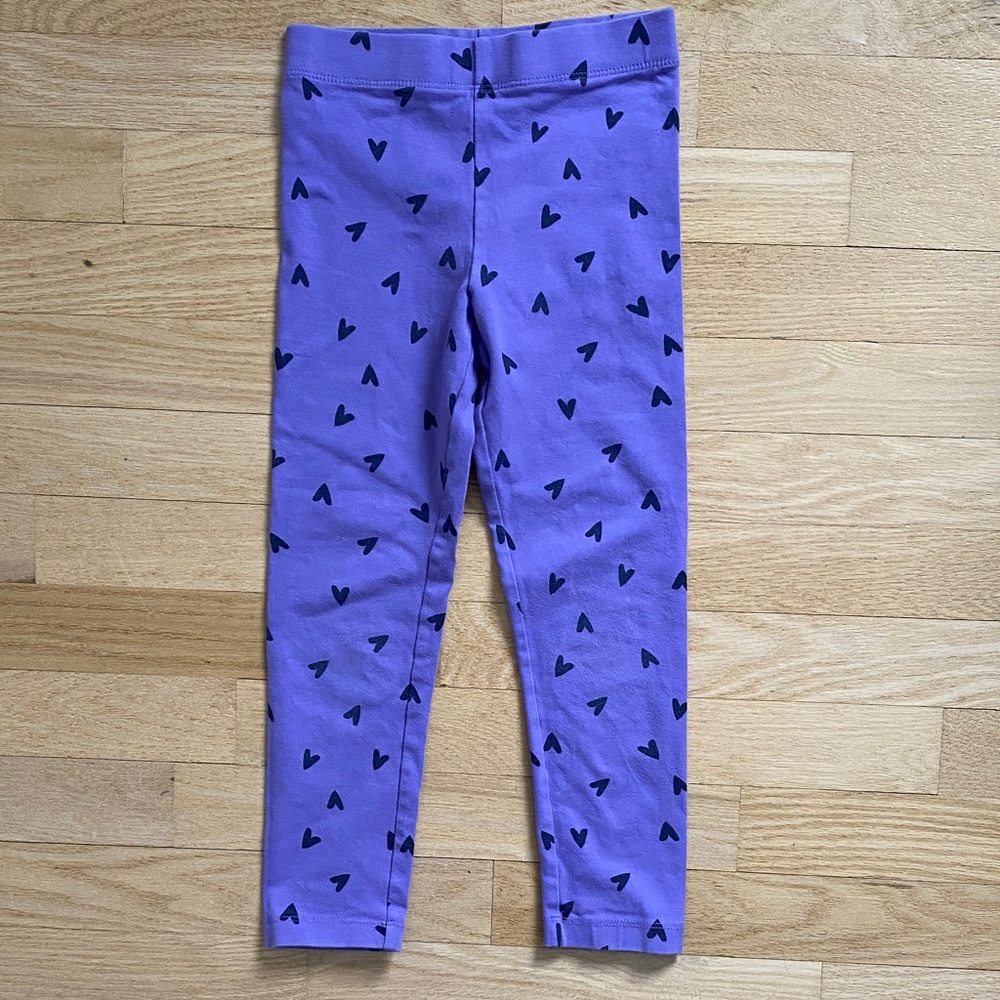 Primary Kids Legging Purple with Navy Mini Hearts